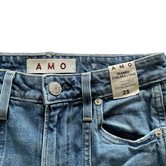 AMO Seamed Chelsea High Rise Slim Fit Long Denim Jeans Deeply, size 25 - Picture 7 of 14